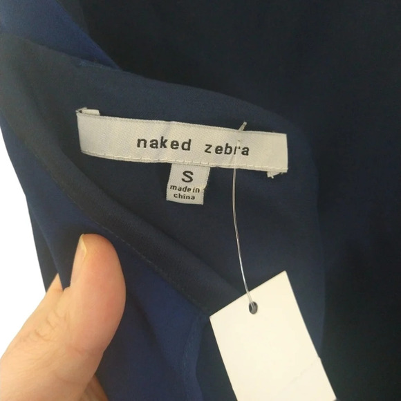 Naked Zebra Y2K style tie back blue mini slip dress Women's size Small - Picture 5 of 6
